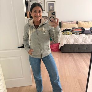 00s Abercrombie Gray Hooded Women's Top